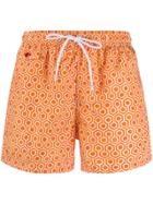 Kiton Printed Swim Shorts - Orange