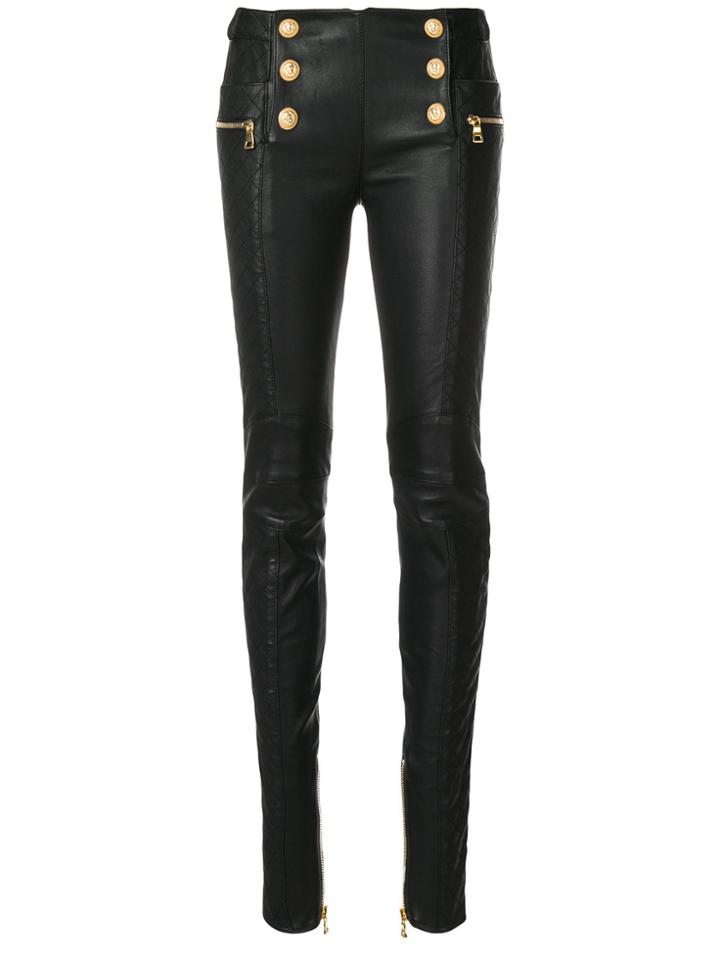 Balmain Button-embellished Trousers - Black