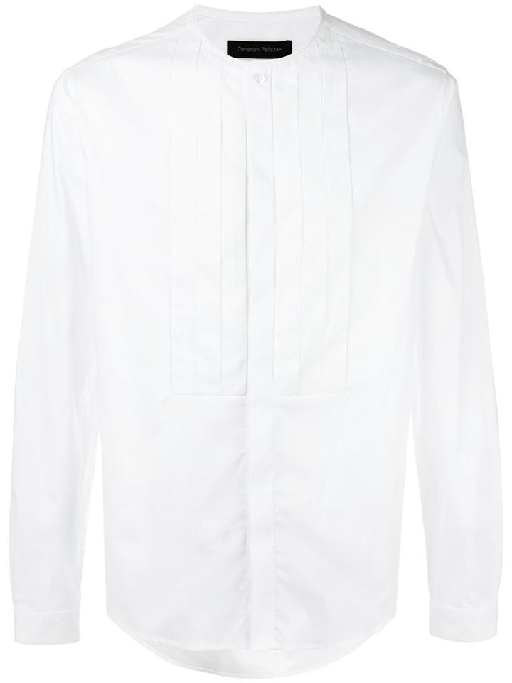 Christian Pellizzari Band Collar Shirt, Size: 48, White, Cotton