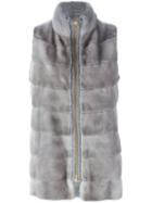 Liska Cashmere Zipped Vest, Women's, Size: Xs, Grey, Mink Fur/cashmere