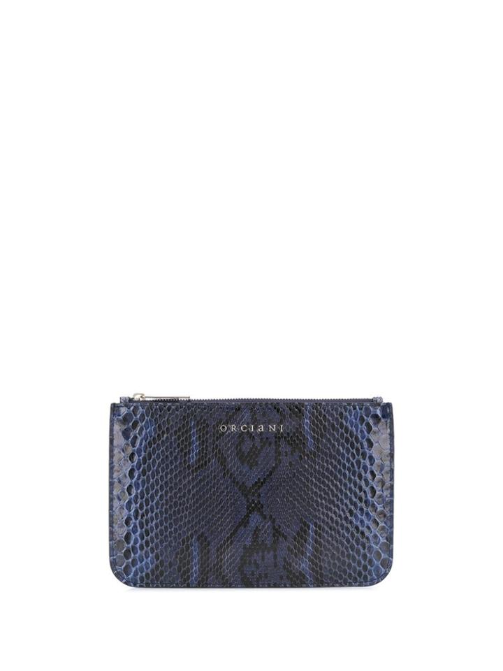 Orciani Python Effect Leather Wallet - Blue