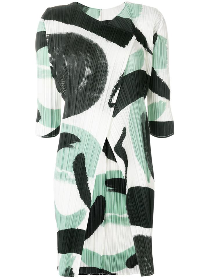 Pleats Please By Issey Miyake Abstract Print Pleated Cardigan - White