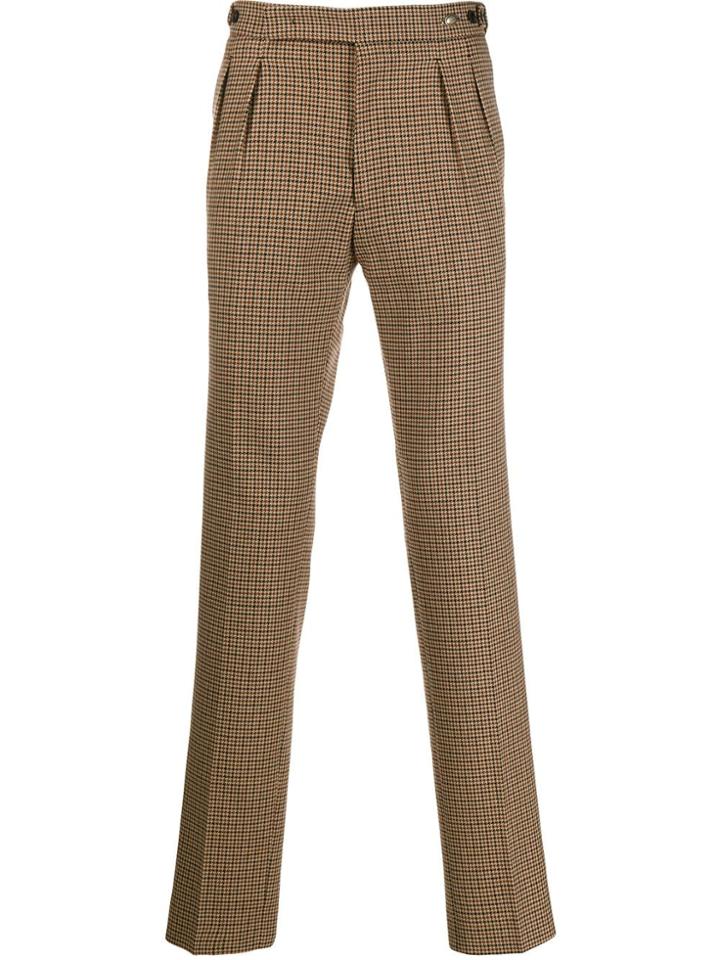 Tagliatore Houndstooth Print Trousers - Brown