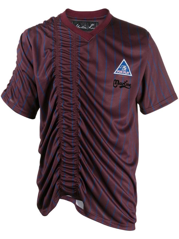 Martine Rose Ruched Striped Football T-shirt - Brown
