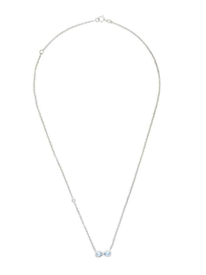 Sauer Colar Infinito Em Ouro Branco E Topázio Azul - Silver