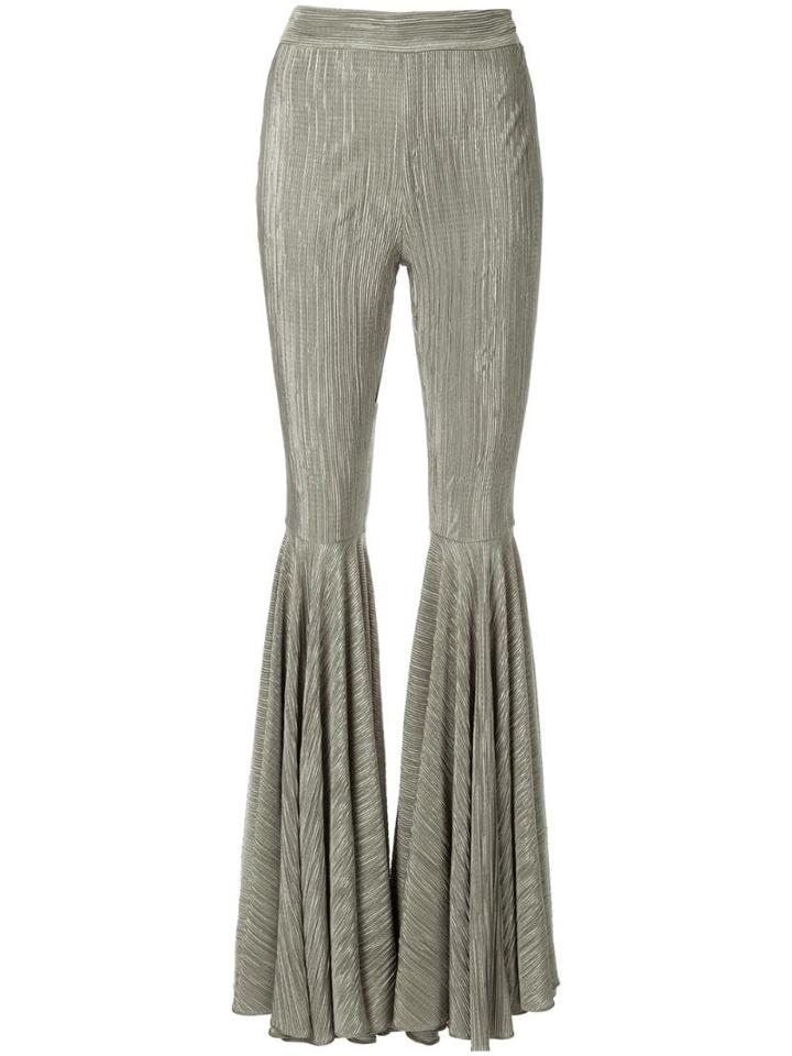 Dalood Plissé Flared Trousers - Green