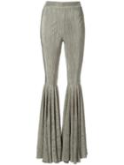 Dalood Plissé Flared Trousers - Green