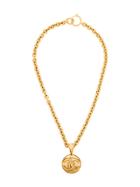 Chanel Vintage Interlocking Cc Medallion Necklace - Metallic