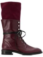 Stuart Weitzman Layered Lace-up Boots - Pink & Purple