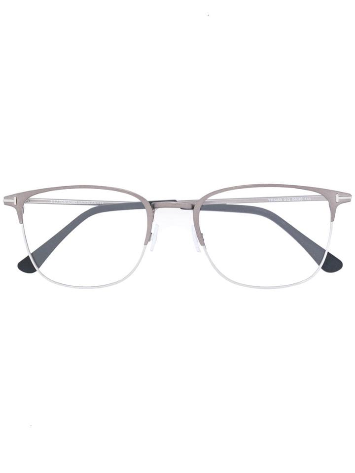 Tom Ford Eyewear Half Rim Rectangle Glasses - Metallic