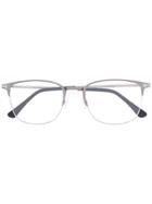 Tom Ford Eyewear Half Rim Rectangle Glasses - Metallic