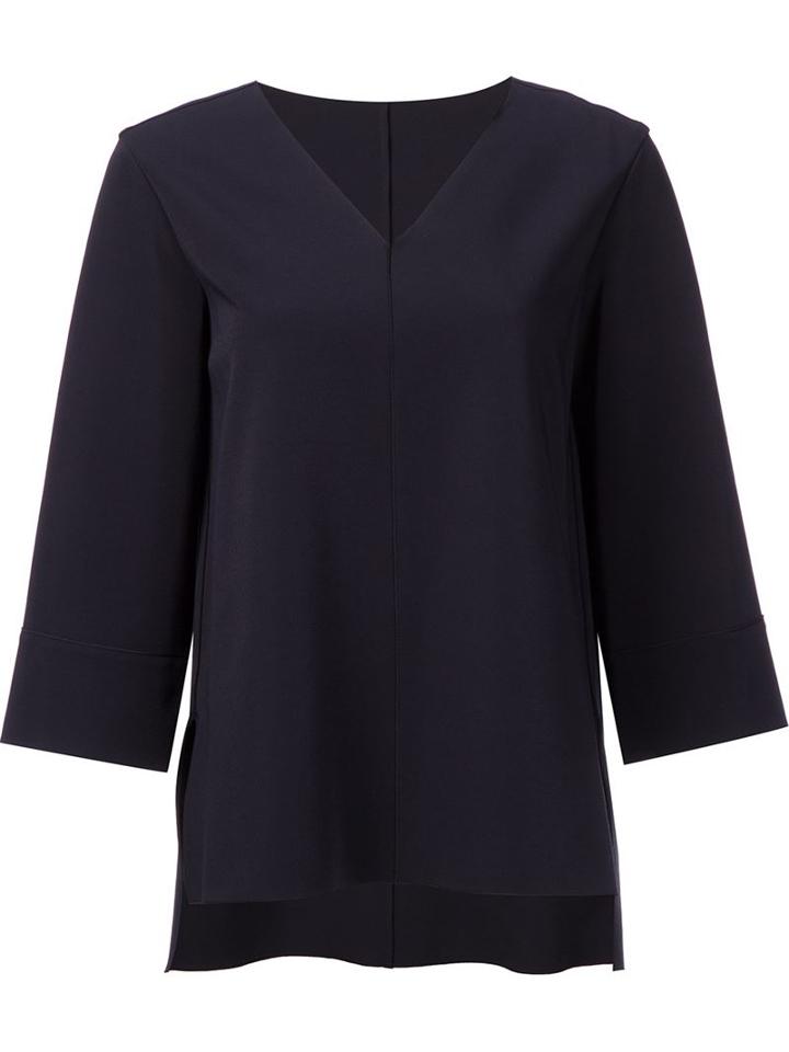 Astraet V-neck Blouse, Women's, Blue, Nylon/polyurethane/cupro