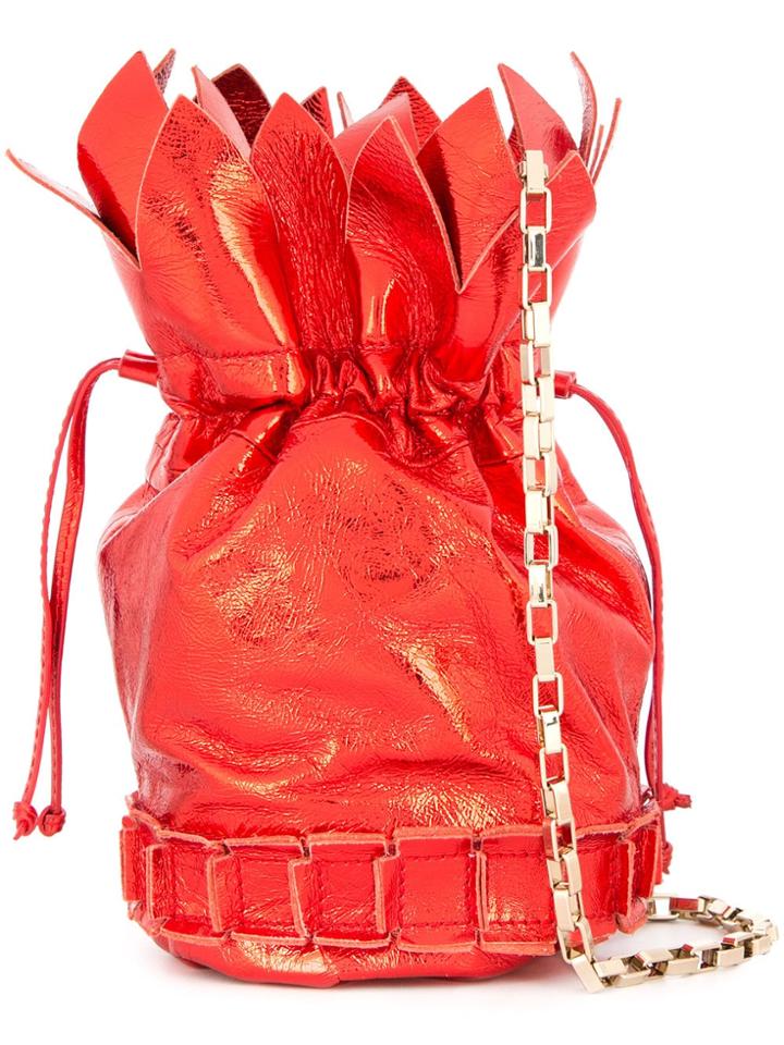 Tomasini Leaf Trim Bucket Bag - Red