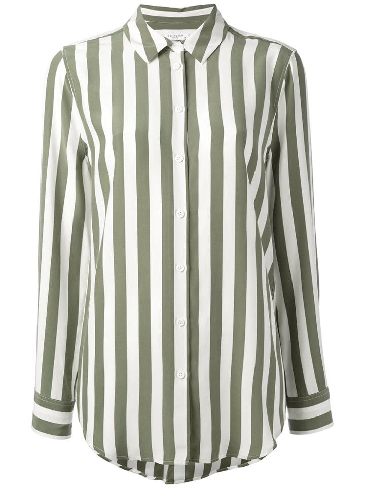 Equipment Crepe De Chine Striped Shirt - White
