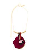 Marni Bar Necklace With Floral Pendant - Pink & Purple