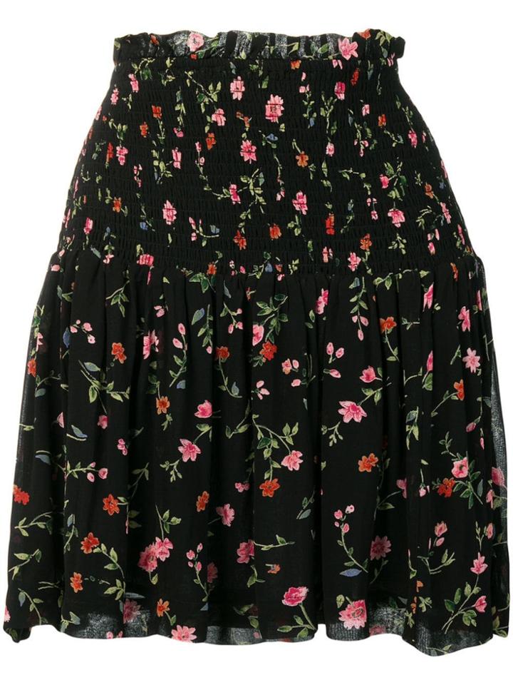 Ganni Floral Pattern Smock Skirt - Black