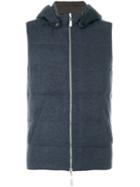Eleventy - Hooded Gilet - Men - Feather Down/cashmere - M, Blue, Feather Down/cashmere
