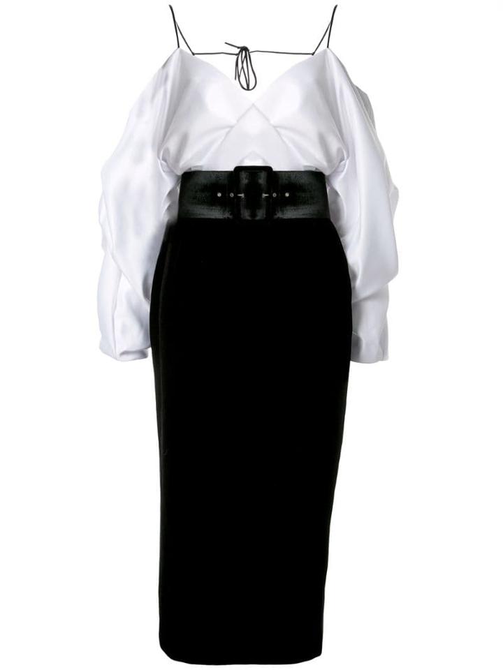 Rasario Cold-shoulder Satin Dress - White
