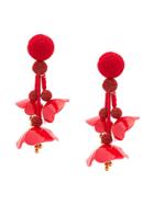 Oscar De La Renta Plastic Poppy Earrings - Red