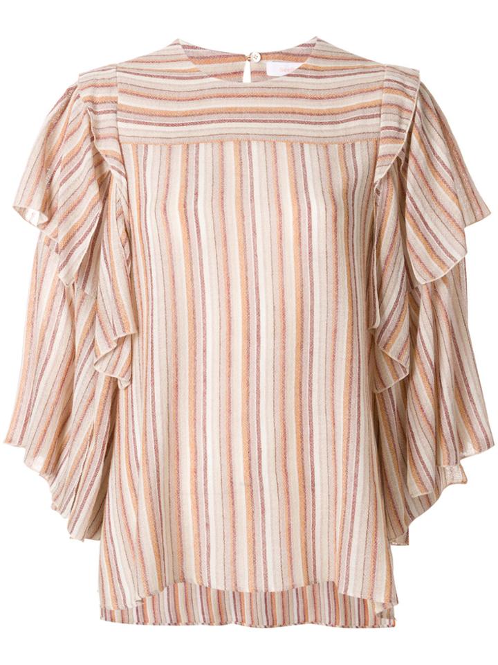 See By Chloé Striped Gauze Blouse - Nude & Neutrals