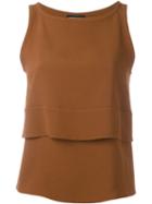Emporio Armani Layered Tank Top, Women's, Size: 42, Brown, Polyester/acetate/viscose