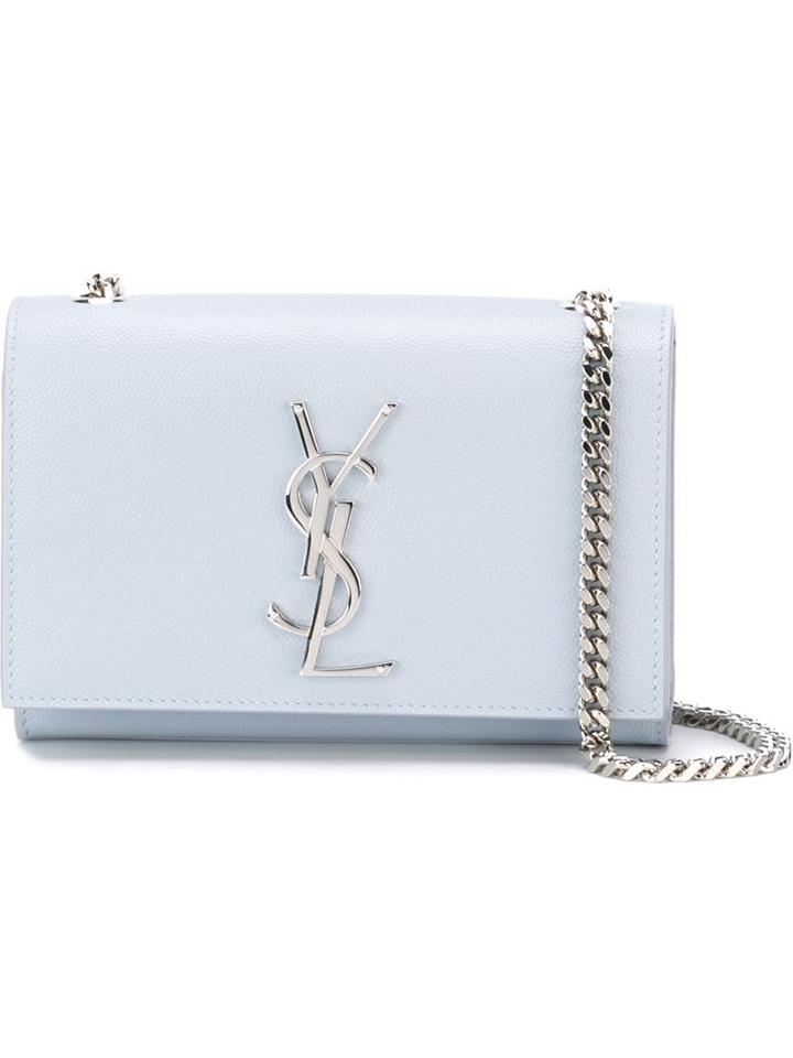 Saint Laurent 'classic Monogram' Shoulder Bag, Blue, Leather