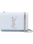Saint Laurent 'classic Monogram' Shoulder Bag, Blue, Leather