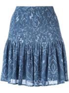 Michael Michael Kors Printed Flared Skirt, Women's, Size: 8, Blue, Polyester
