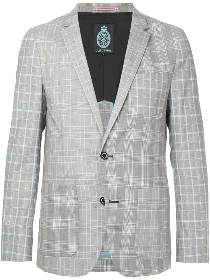 Guild Prime Patchwork Check Blazer - Grey