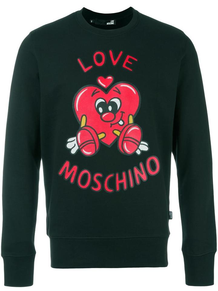 Love Moschino Heart Logo Print Sweatshirt, Men's, Size: Xl, Black, Cotton