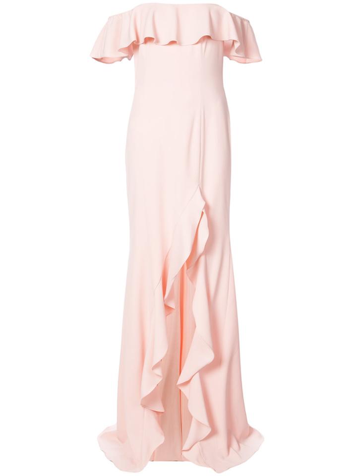 Jay Godfrey Frill Trim Off The Shoulder Dress - Pink & Purple