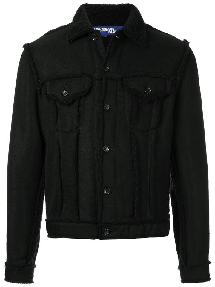 Comme Des Garçons Vintage Textured-trim Trucker Jacket - Black