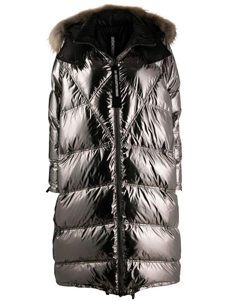 As65 Long Puffer Coat - Silver