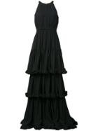 Msgm Ruffled Evening Dress - Black