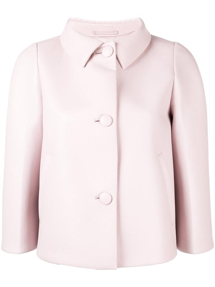 Prada Cropped Jacket, Women's, Size: 40, Pink/purple, Silk/lamb Skin/polyurethane
