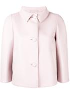 Prada Cropped Jacket, Women's, Size: 40, Pink/purple, Silk/lamb Skin/polyurethane