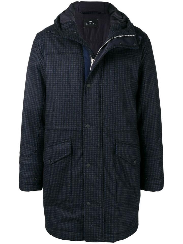 Ps Paul Smith Checked Padded Coat - Blue