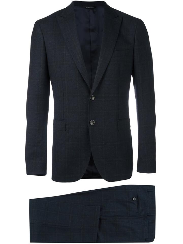 Tonello Plaid Slim Fit Suit, Men's, Size: 50, Blue, Viscose/cashmere/virgin Wool