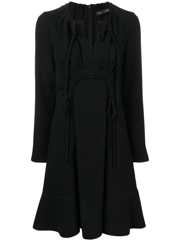 Proenza Schouler Drawstring Split Neck Dress - Black