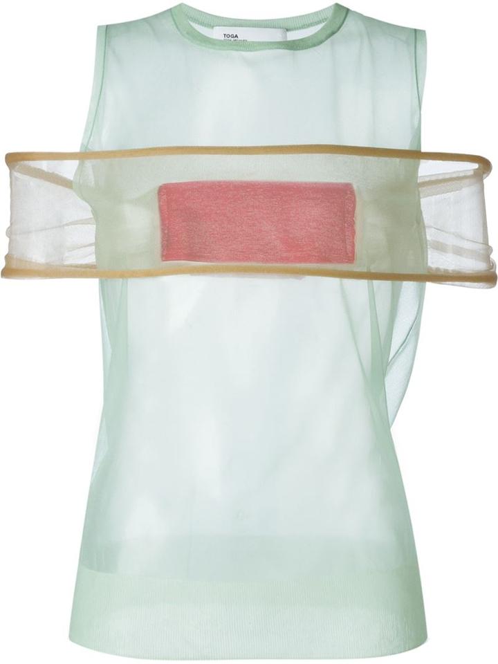 Toga Tulle Top, Women's, Size: 40, Green, Nylon/polyester/polyurethane