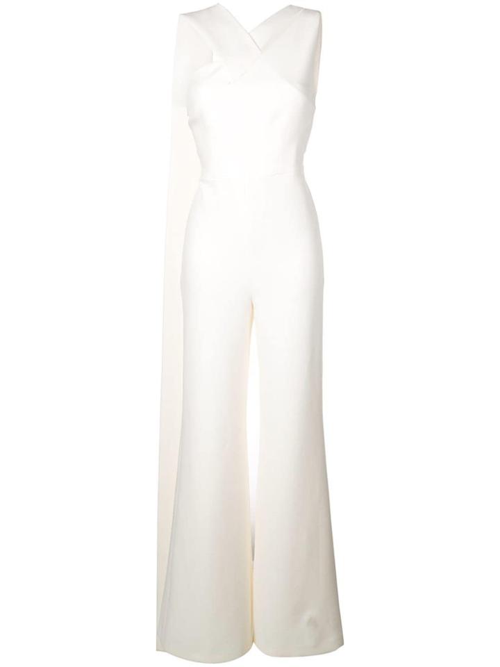 Safiyaa London Draped Sash Crossover Jumpsuit - White