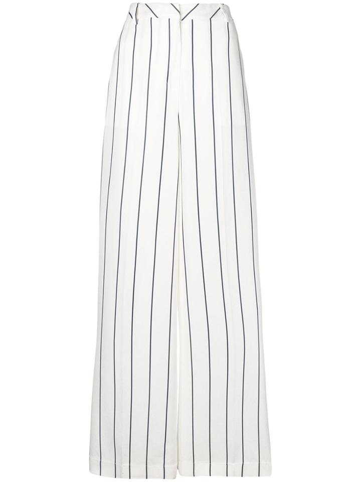 Ki6 Striped Palazzo Trousers - White