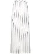 Ki6 Striped Palazzo Trousers - White