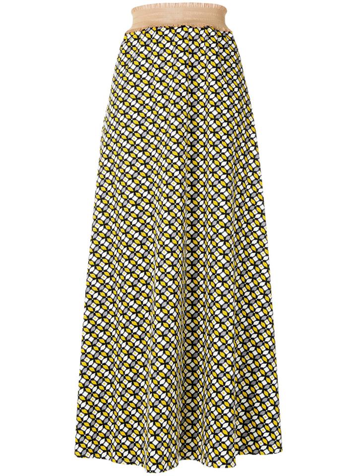 Daniela Pancheri Long Geometric Print Skirt - Yellow & Orange