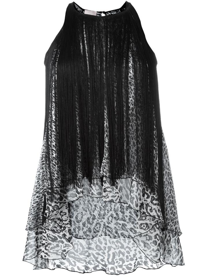 Giamba Fringed Leopard Print Tank Top