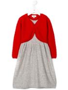 Cashmirino Attached Cardigan Knitted Dress, Girl's, Size: 10 Yrs, Grey