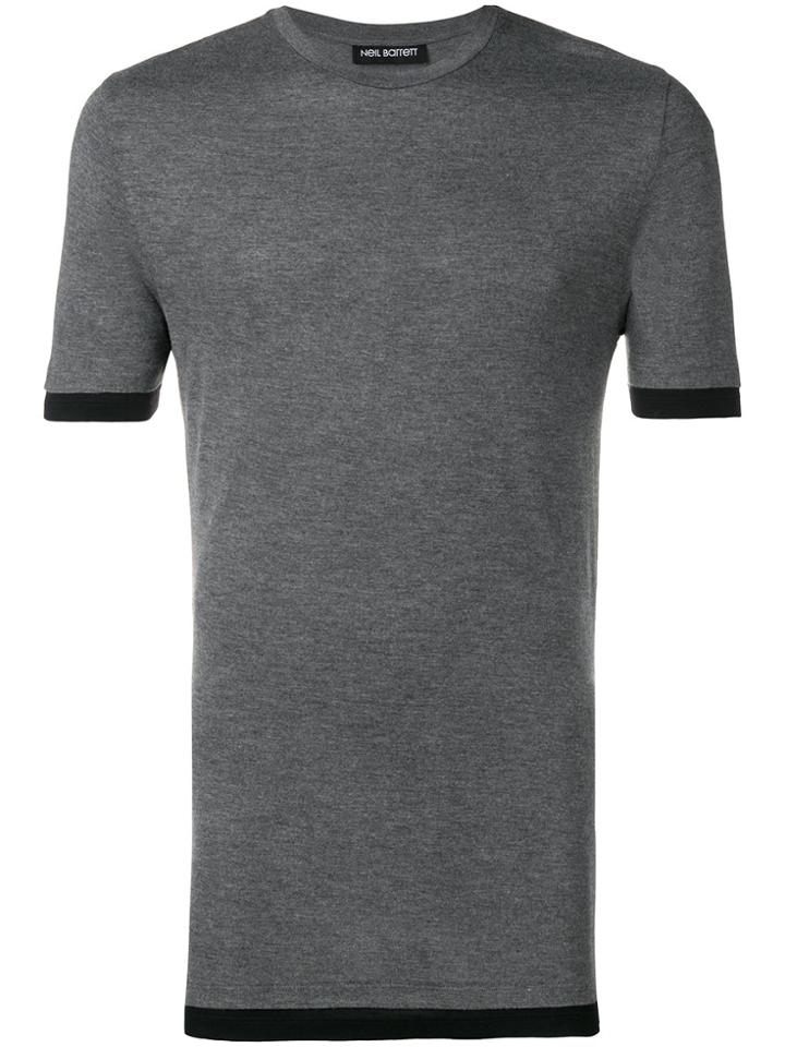 Neil Barrett Contrast-hem Fitted T-shirt - Grey
