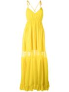 No21 Layer Maxi Dress, Women's, Size: 38, Yellow/orange, Acetate/silk/viscose/polyamide