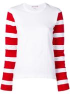 Comme Des Garçons Girl Striped Sleeve T-shirt - White