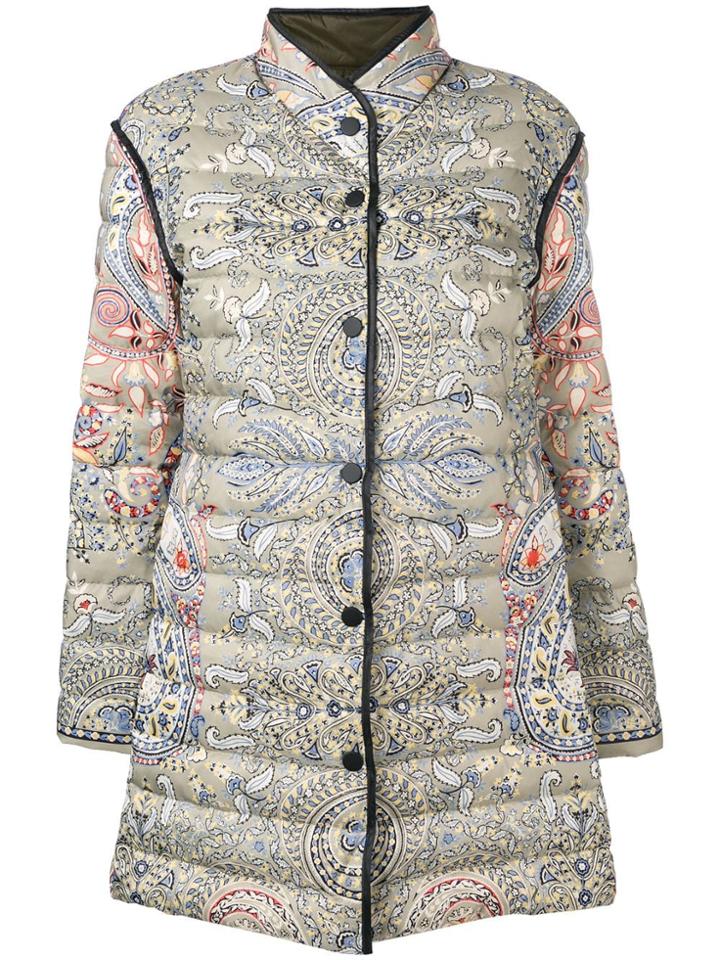 Etro Paisley Print Padded Coat - Green
